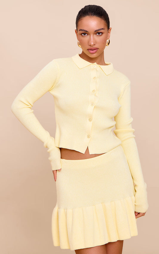 Yellow Knitted Button Through Top