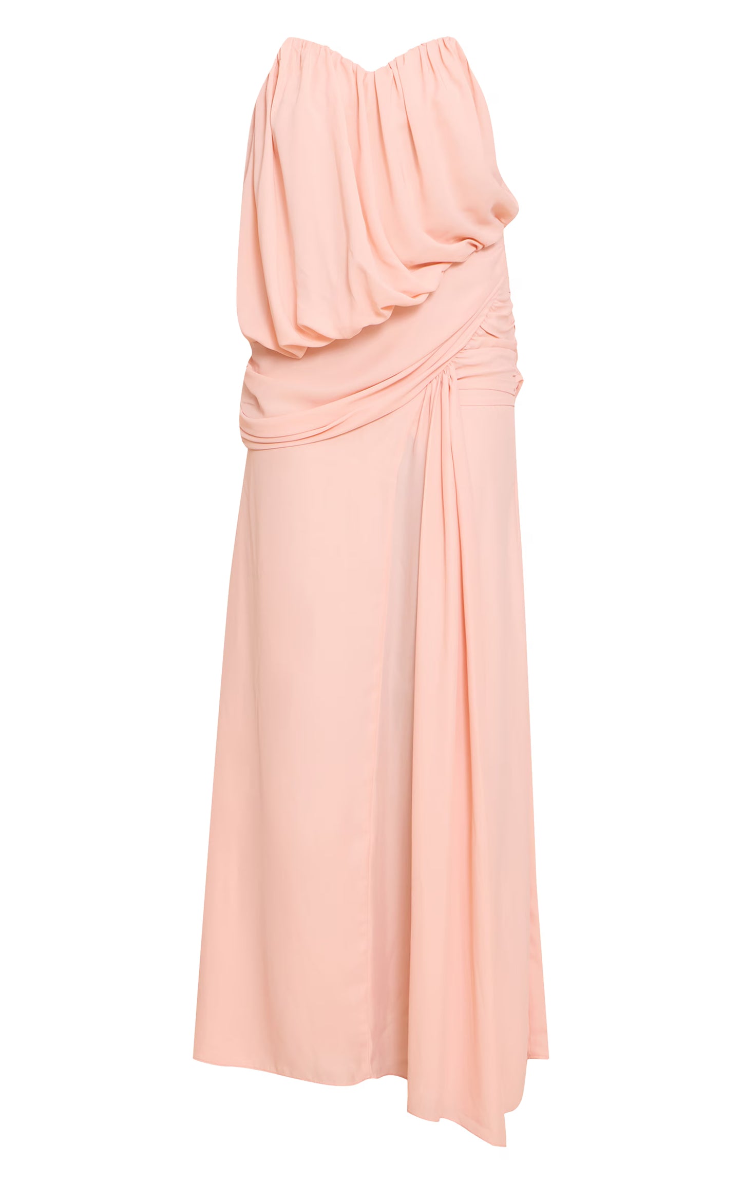 Peach Wired Bandeau Drape Maxi Dress