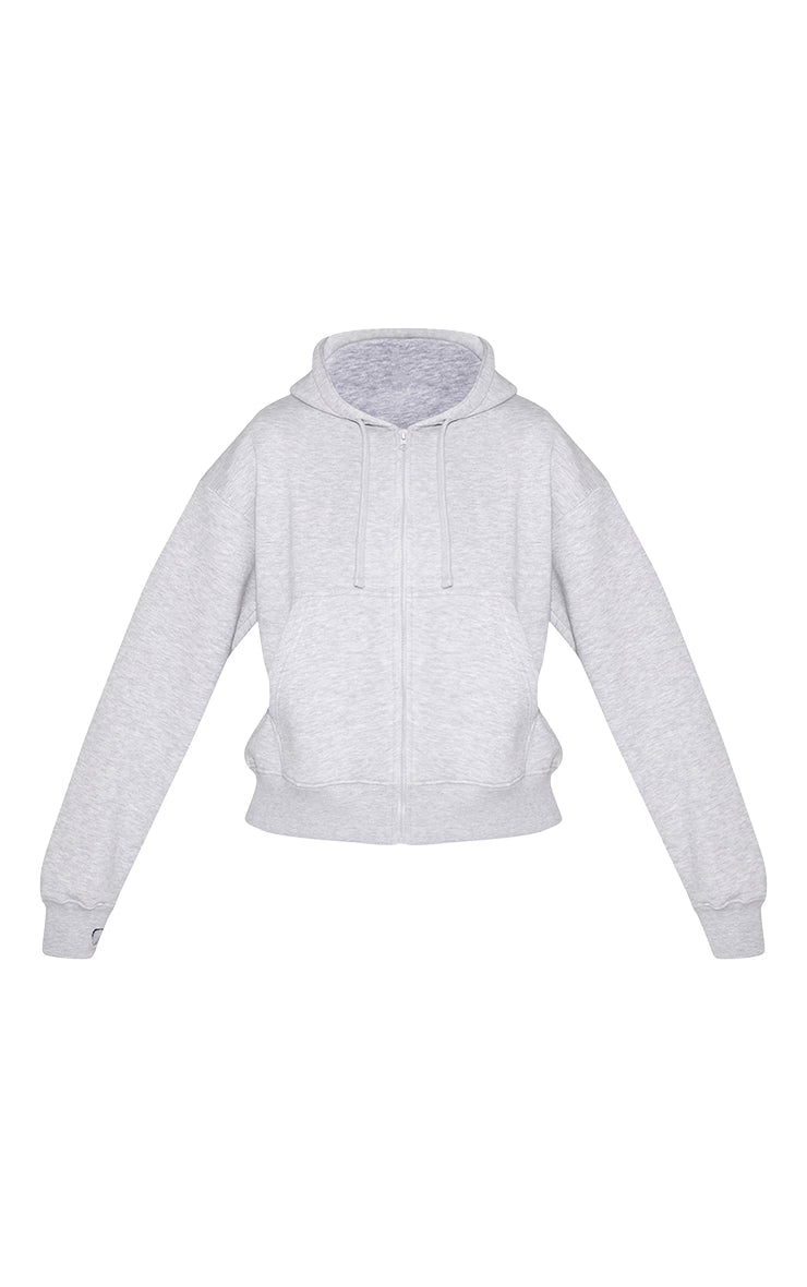 Ash Grey Oversized Hooded Zip Up Sweat Hoodie