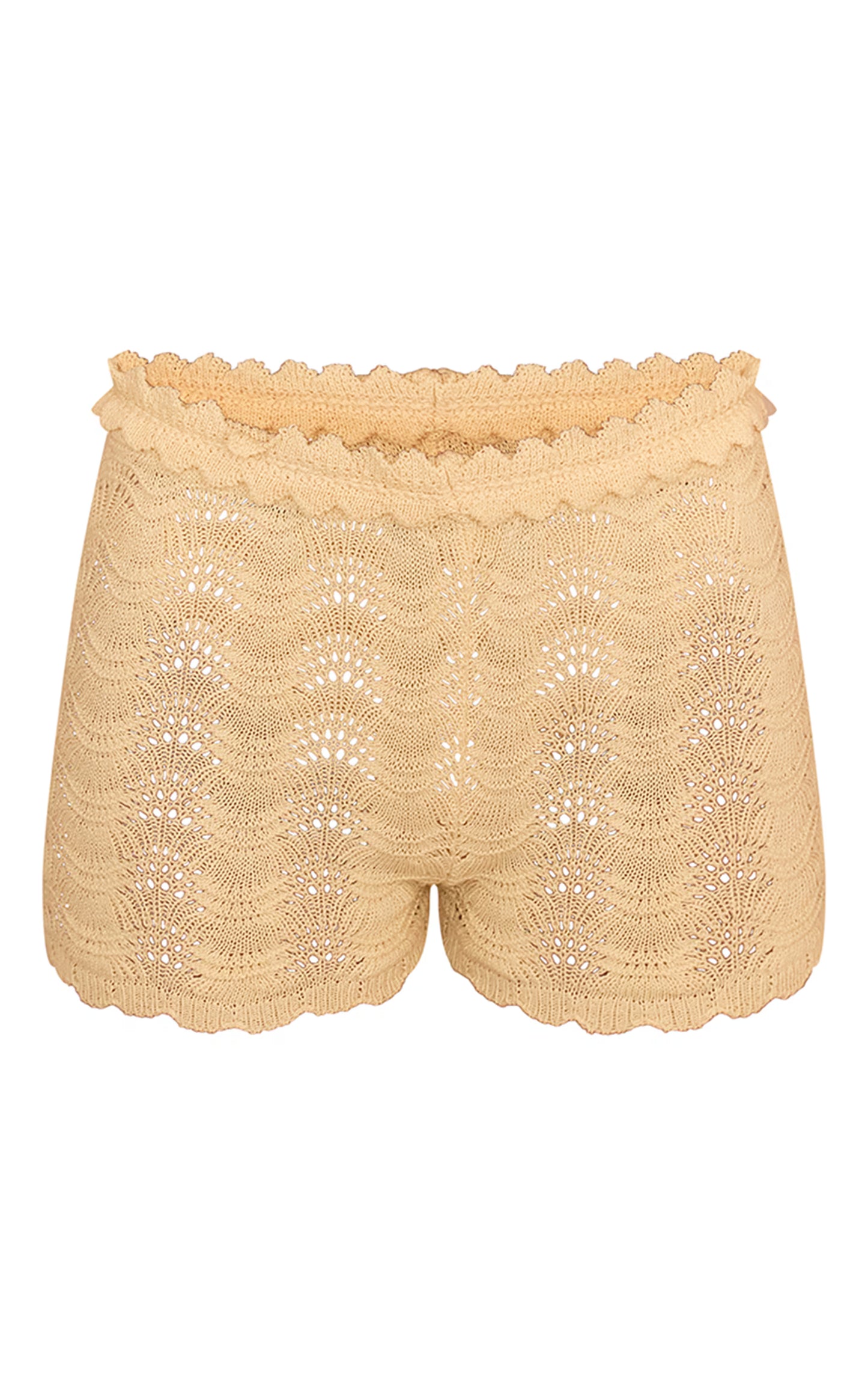 Lemon Waistband Detail Crochet Mini Shorts