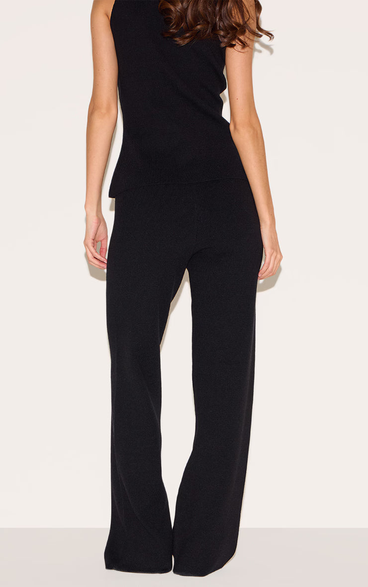 Black Compact Knit Pants