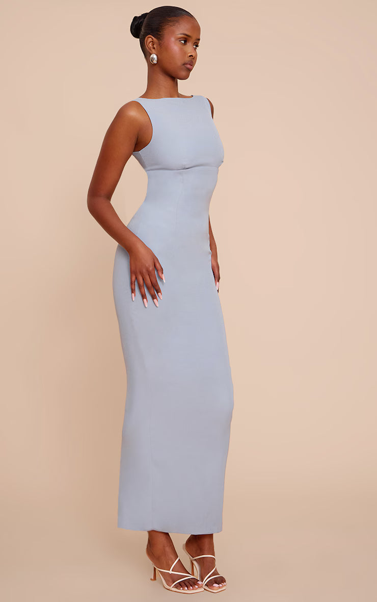 Light Blue Scoop Back Maxi Dress