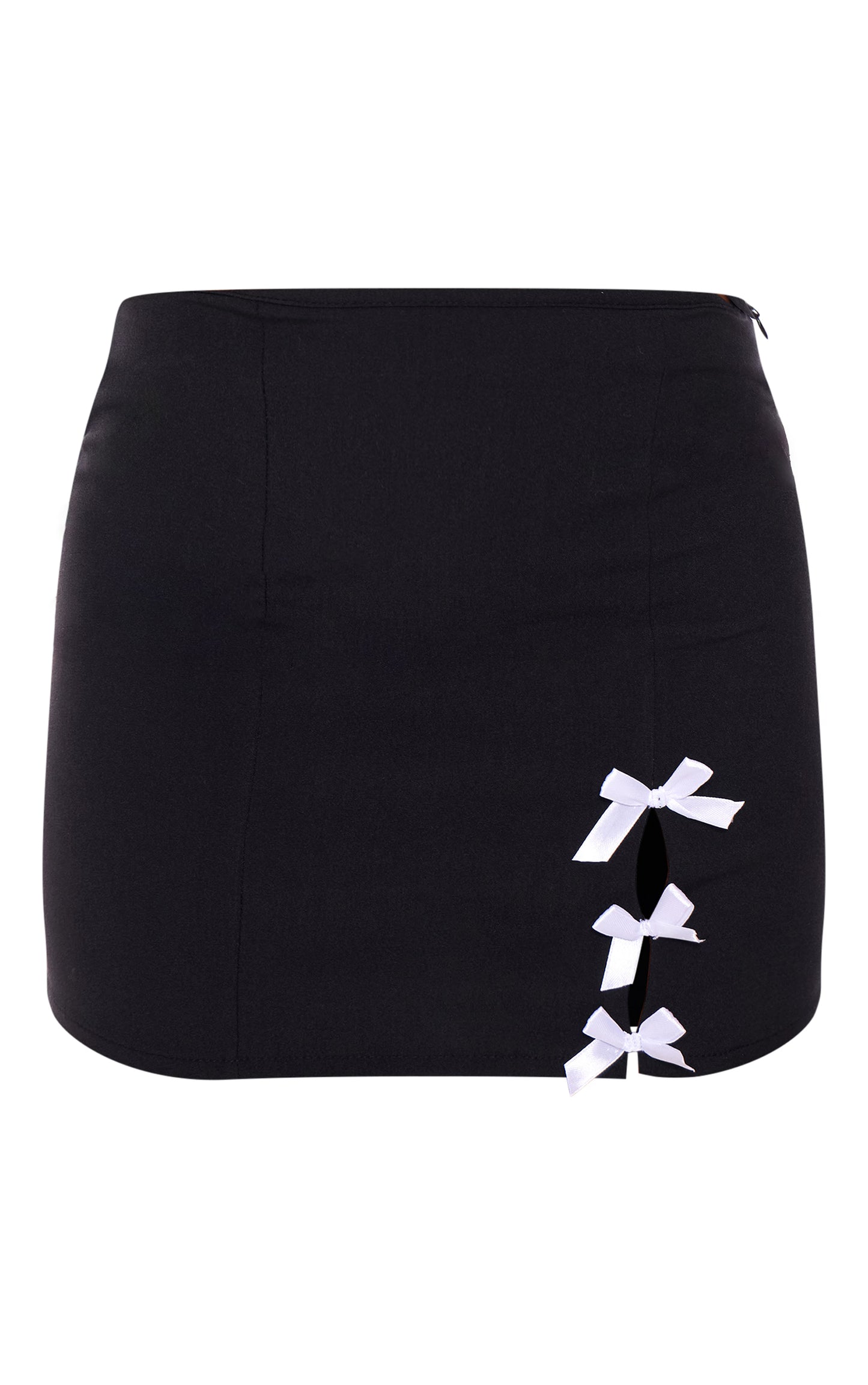 Black Woven Bow Detail Tailored Mini Skirt