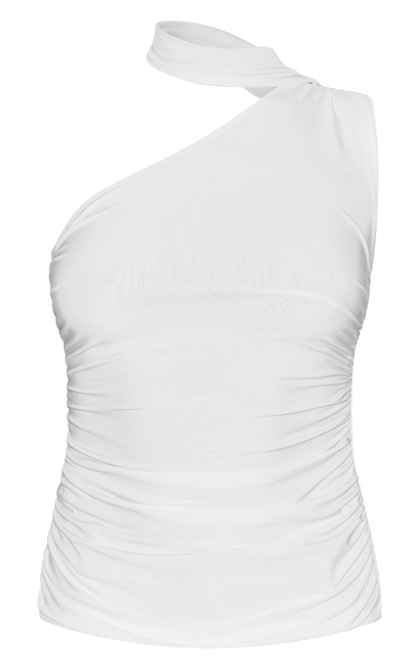 Petite White Double Layer Tie Detail Long Top