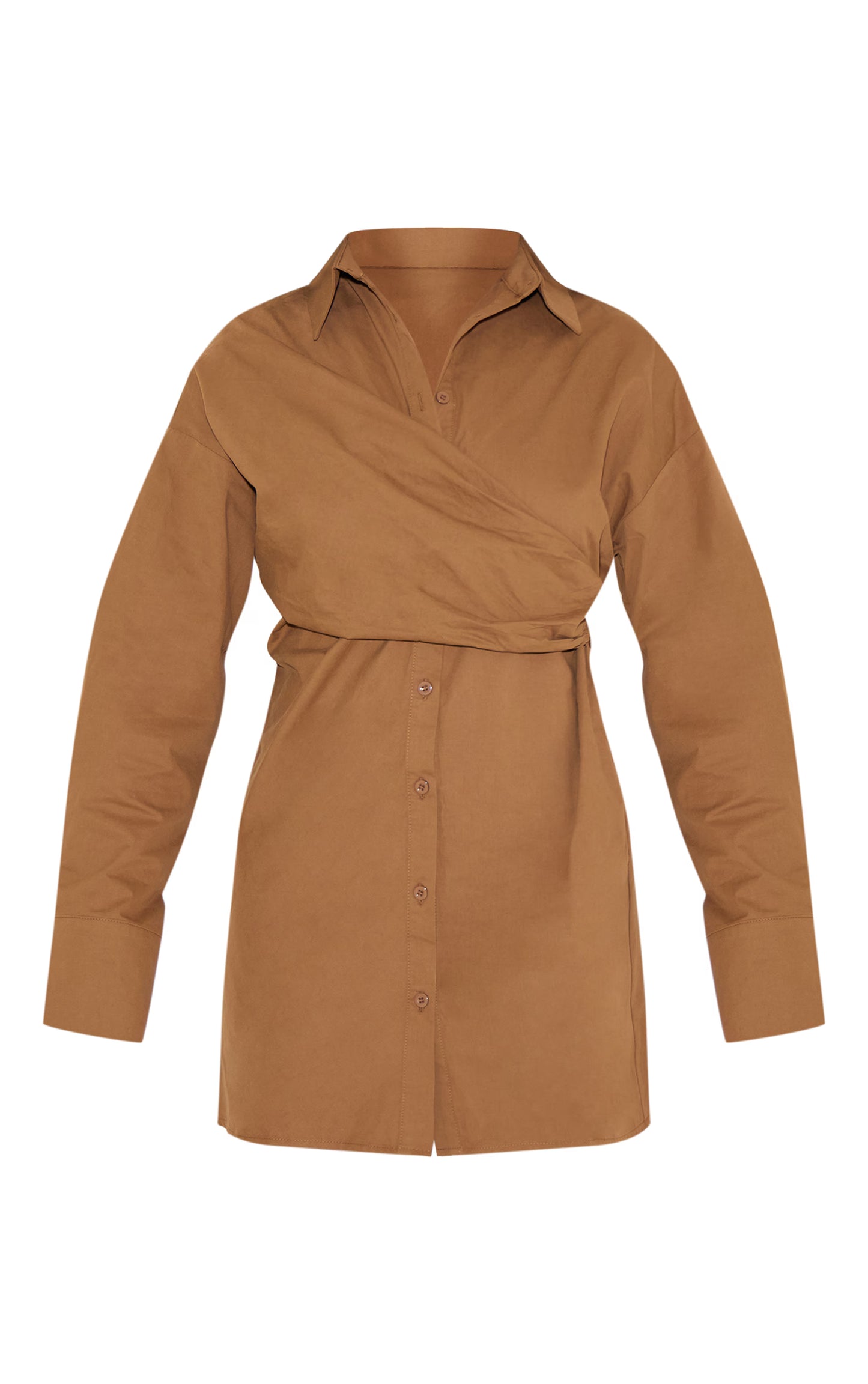Chocolate Overlay Long Sleeve Shirt Dress