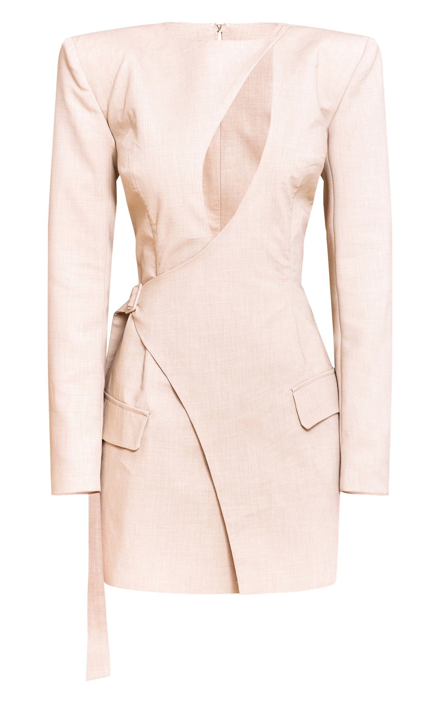 PLT Label Natural Tailored Asymmetrical Cut Out Blazer Dress
