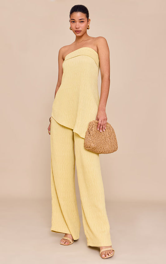 Lemon Textured Wide Leg Pant