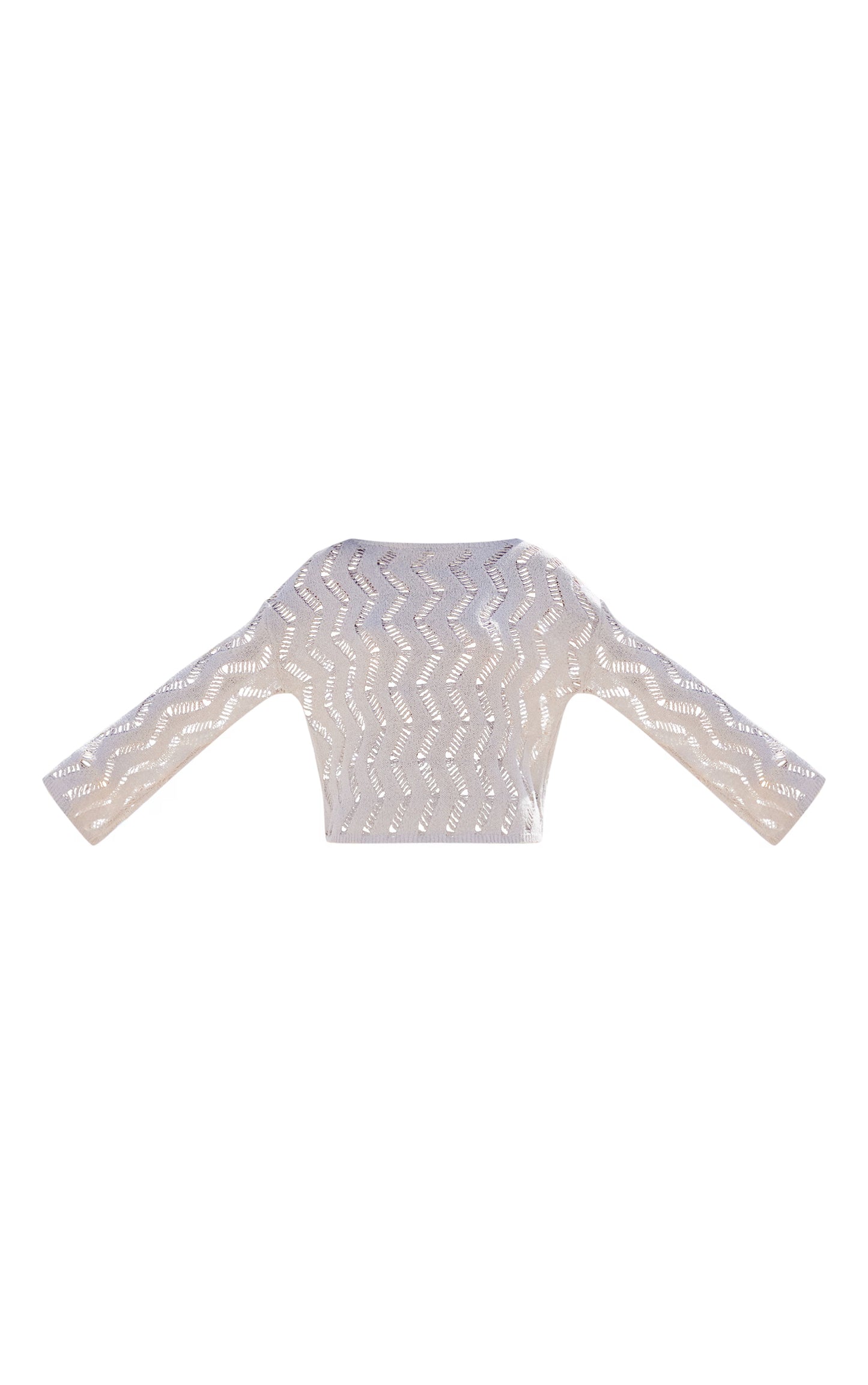 Sand Textured Cut Out Detail Knit Long Sleeve Top