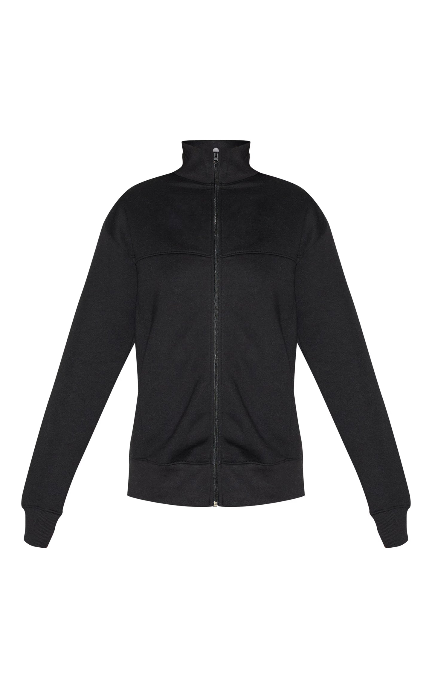 Black Seamed Detail Zip Through Track Top