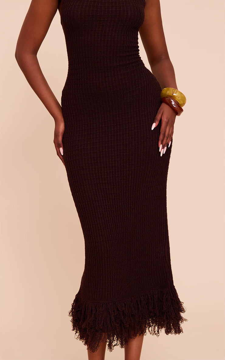Chocolate Loop Knit Maxi Dress