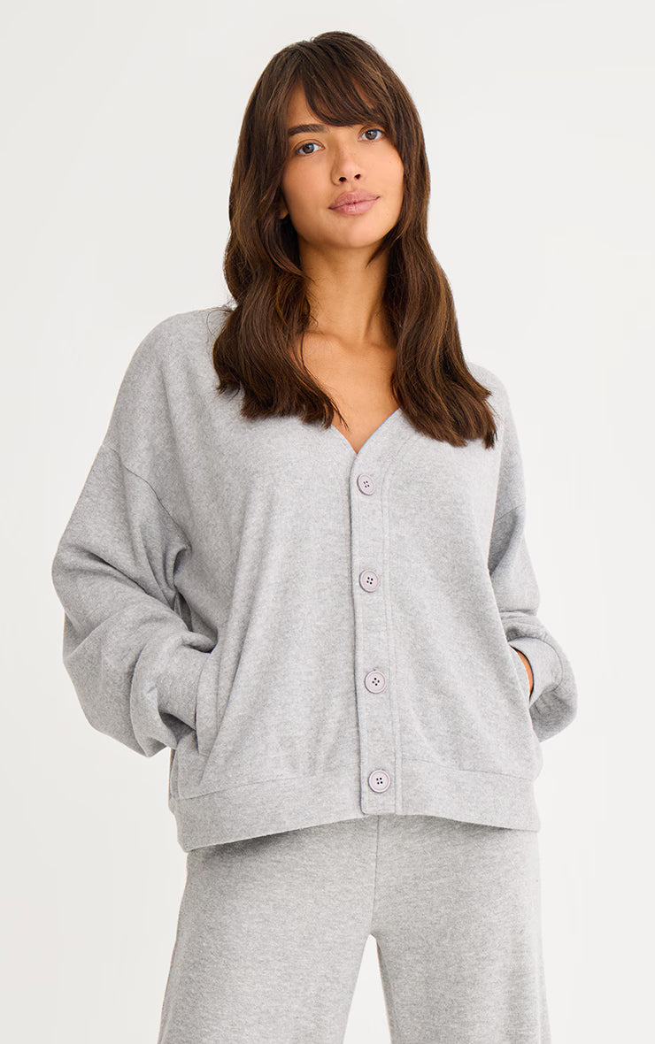 Grey Button Up Soft Touch Sweat Cardigan