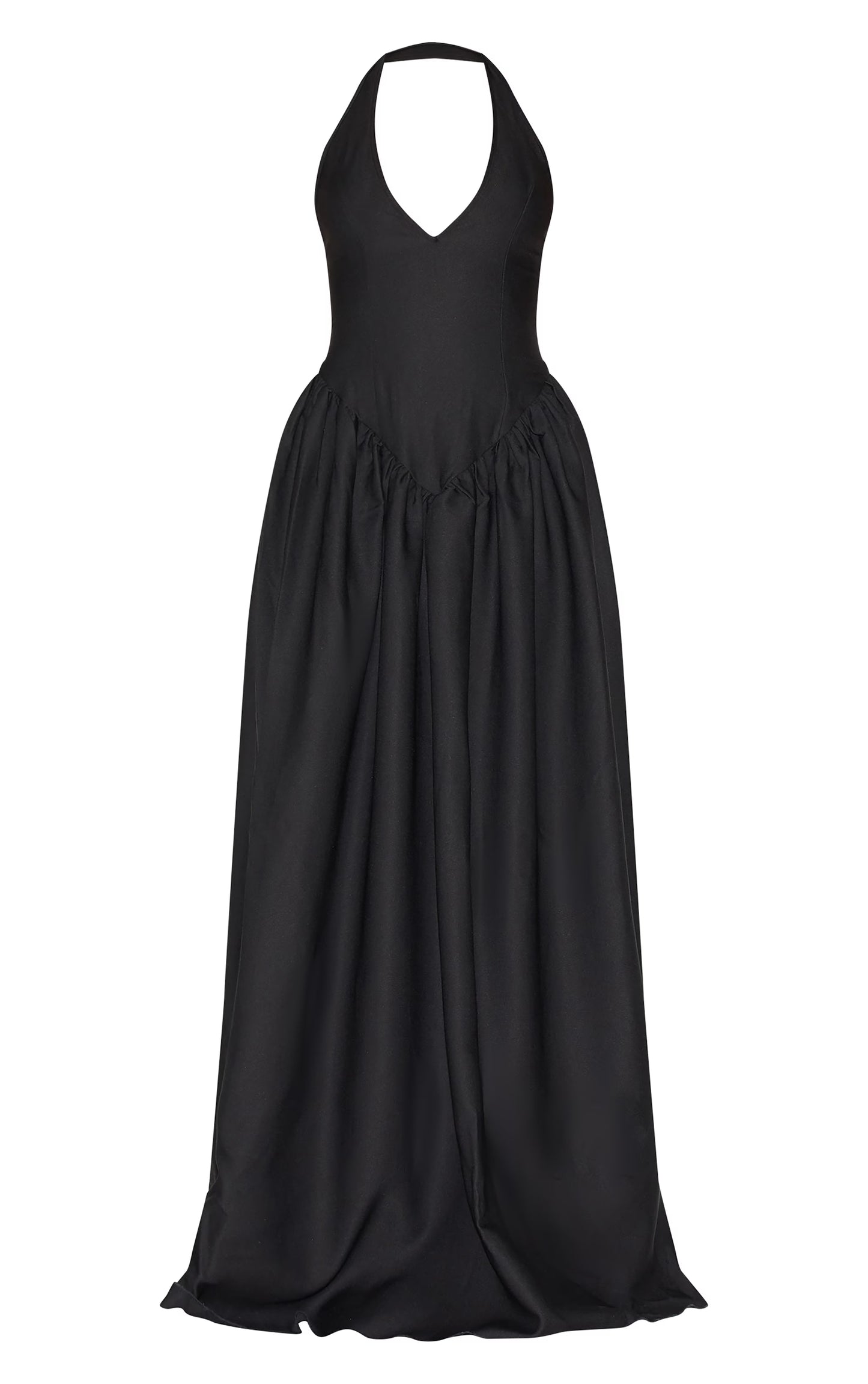 Petite Black Halter Neck Floaty Maxi Dress