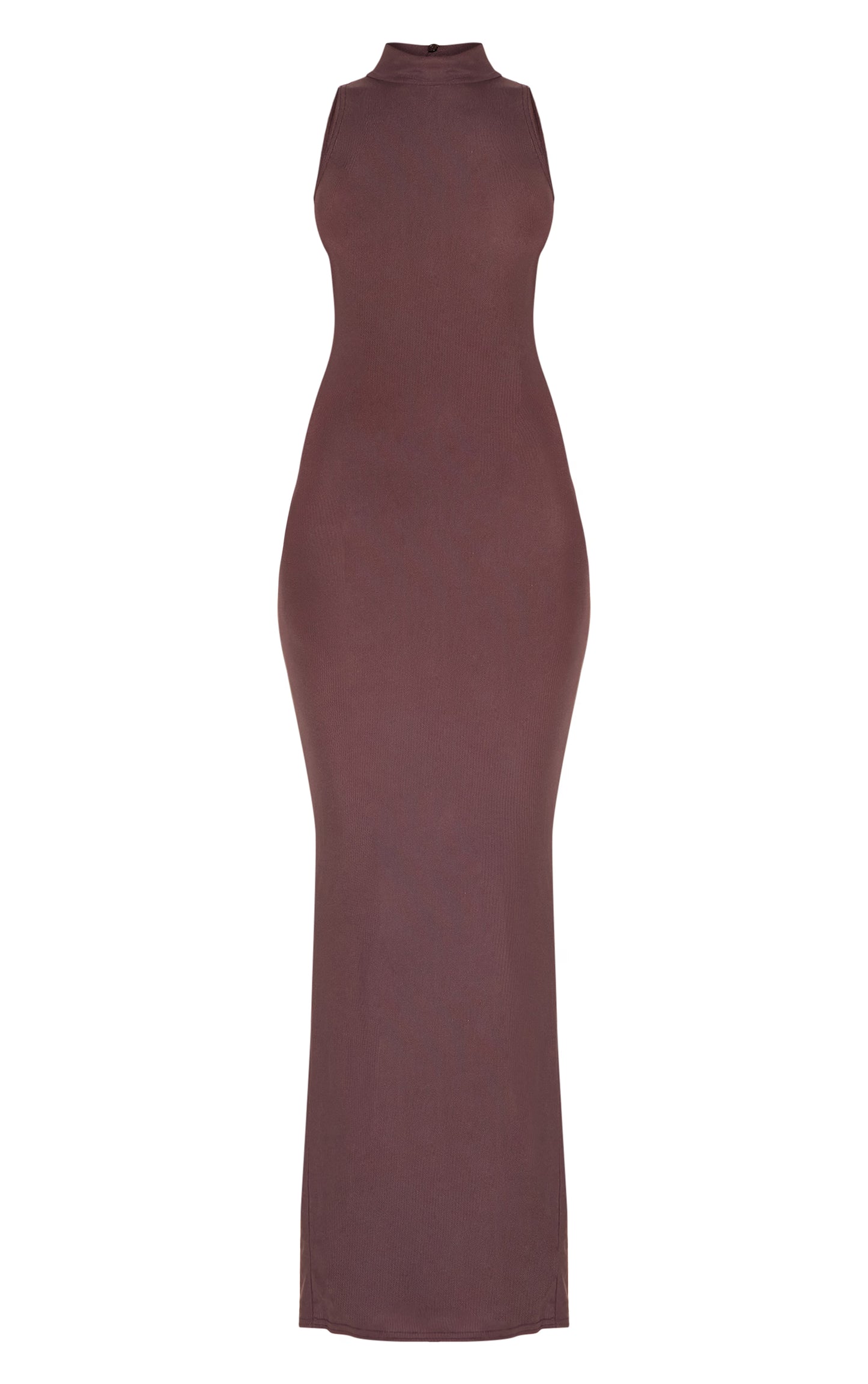 Chocolate Mesh Overlay Ruched Detail Maxi Dress
