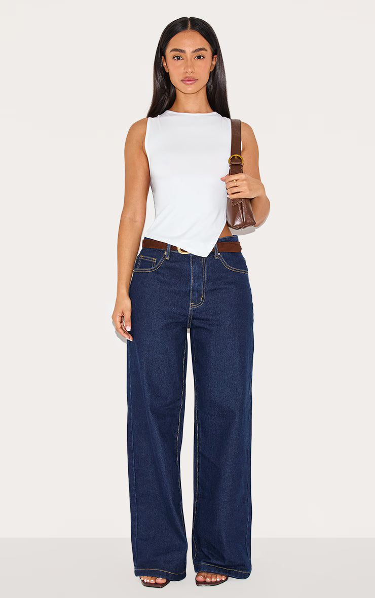 Petite White Asymmetric Longline Top