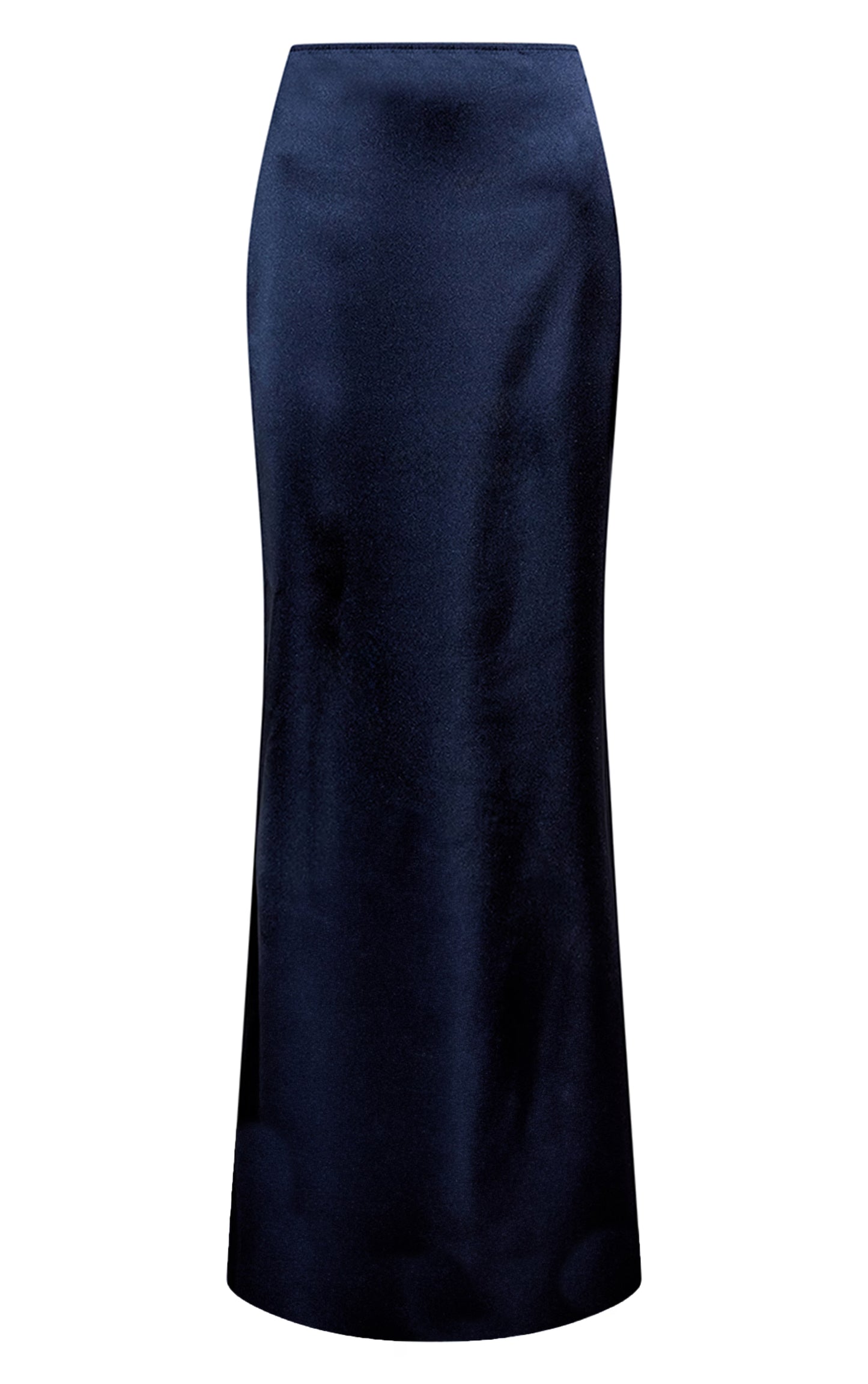 Navy Satin Low Rise Maxi Skirt