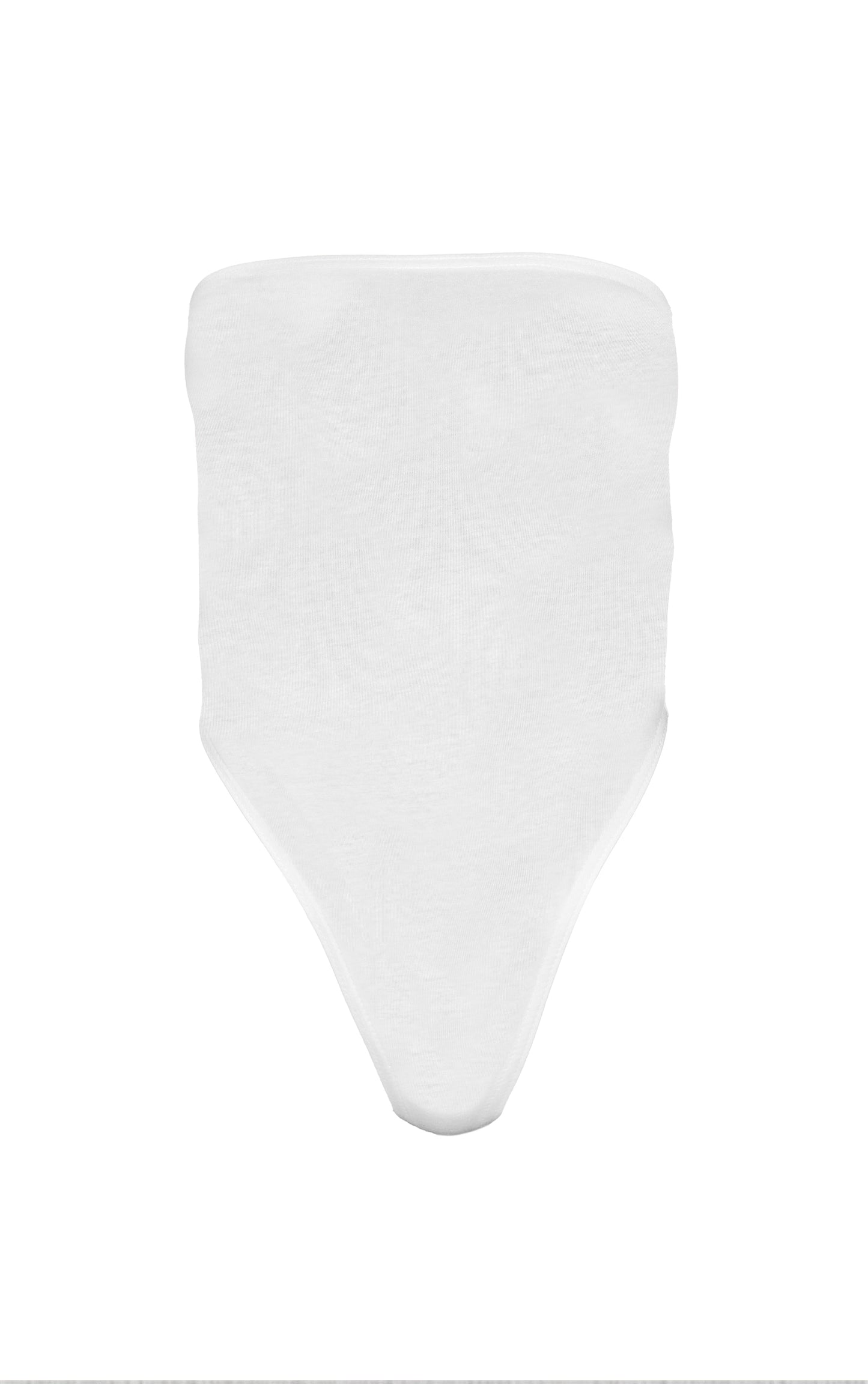 Basic White Cotton Blend Bandeau Bodysuit