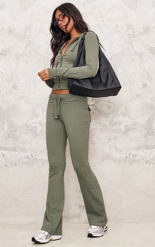 Sea Green Low Rise Skinny Flare Pants