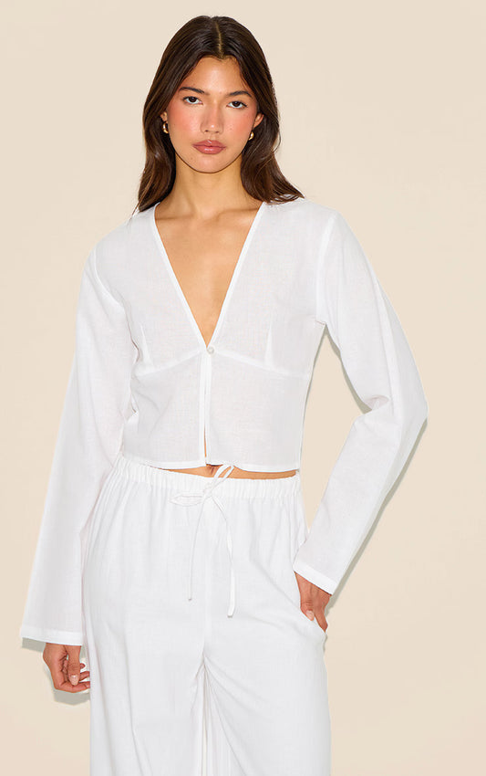 White Long Sleeve Top