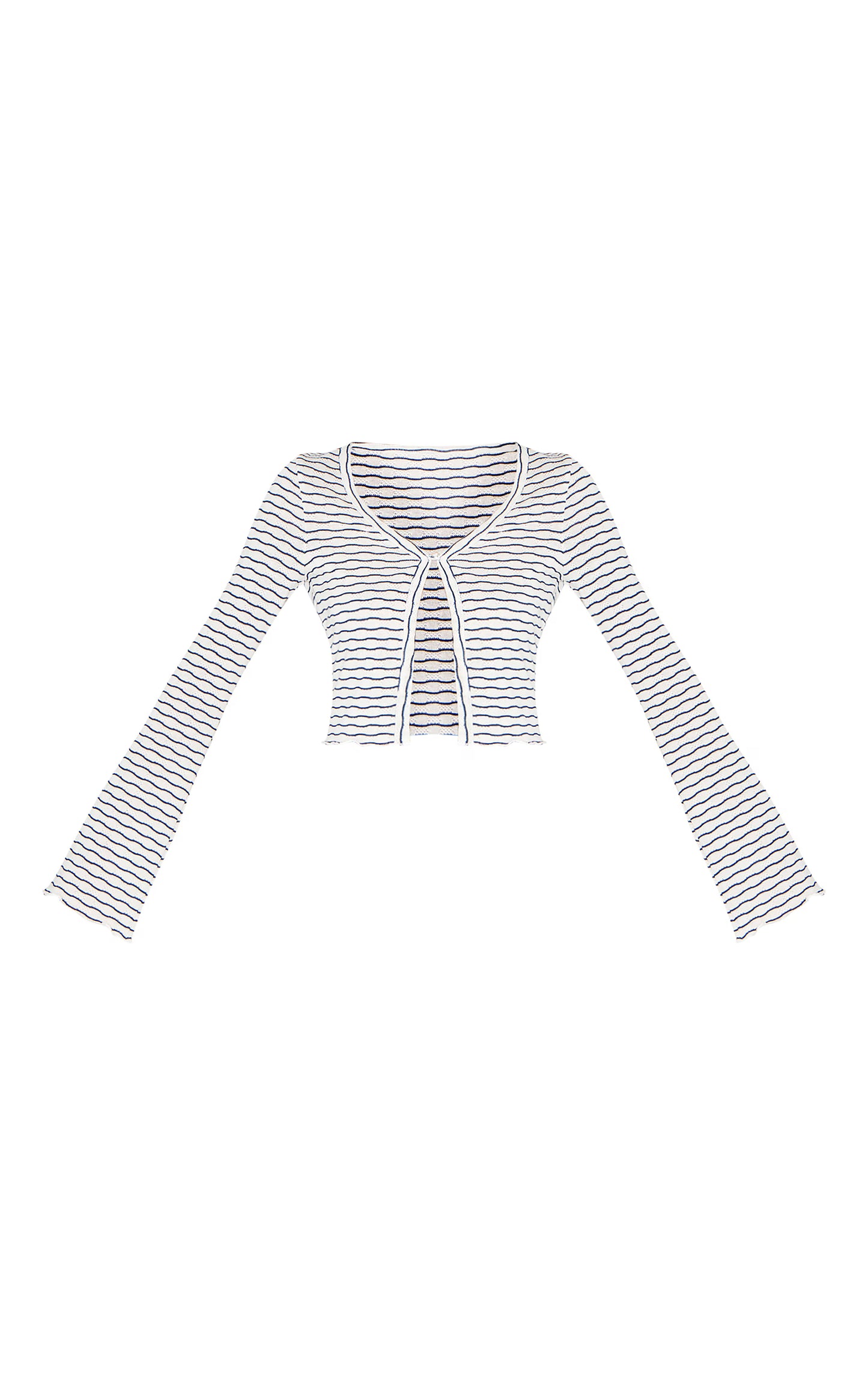 Navy Textured Striped Button Cardigan