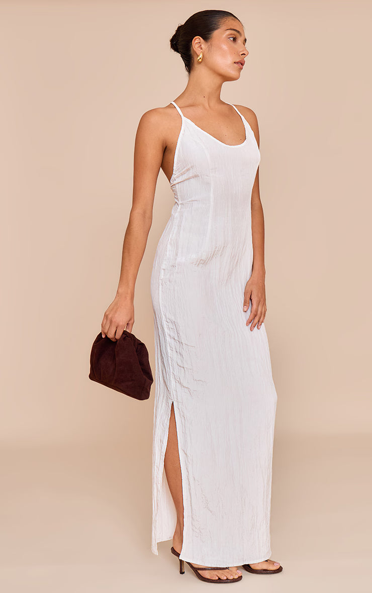 Petite White Beaded Strap Detail Maxi Dress