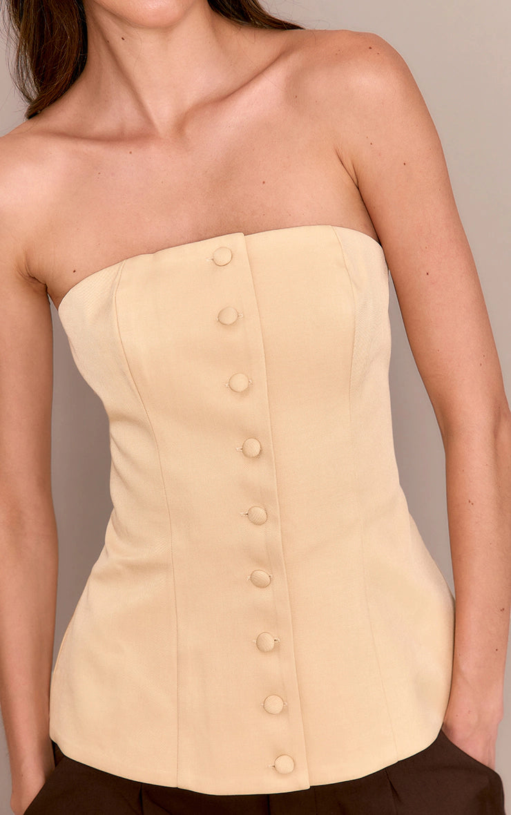Butter Yellow Woven Structured Bandeau Vest