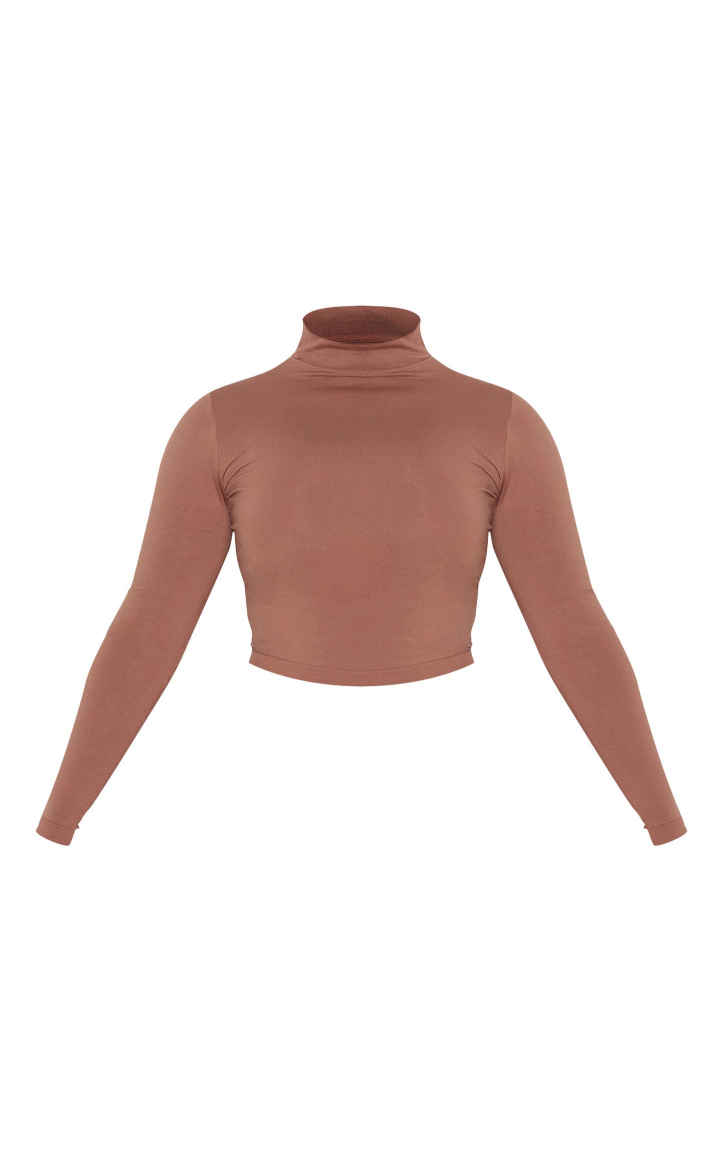 Shape Taupe Stretch Seamless High Neck Long Sleeve Top