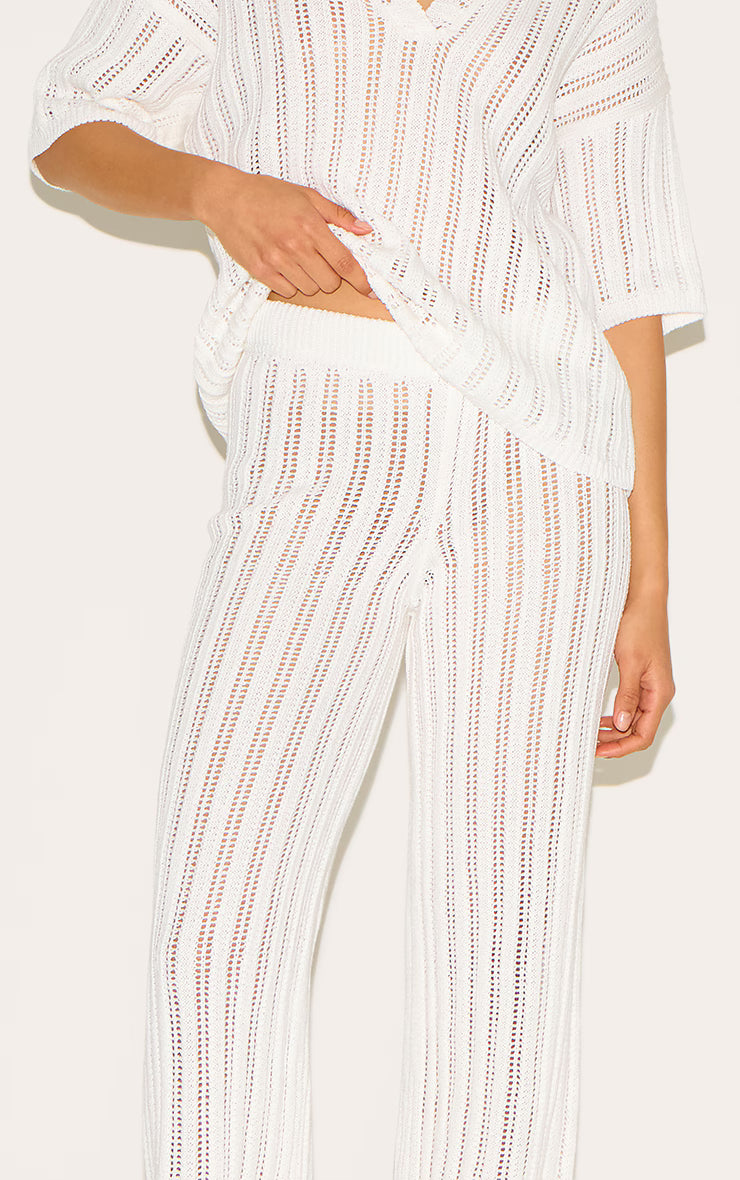 Cream Crochet Knitted Pant
