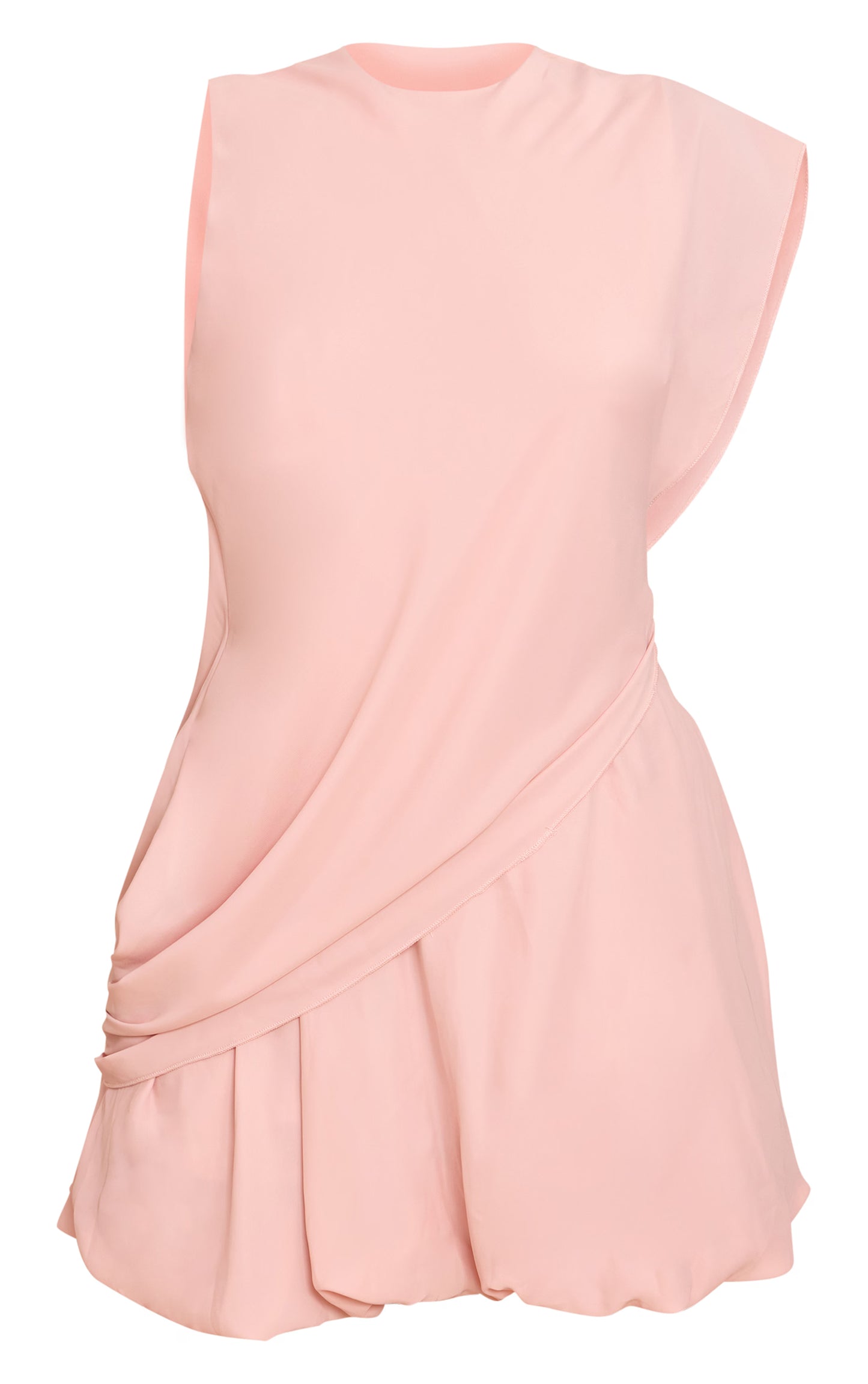 Pale Pink Chiffon Frill Hem Shift Mini Dress