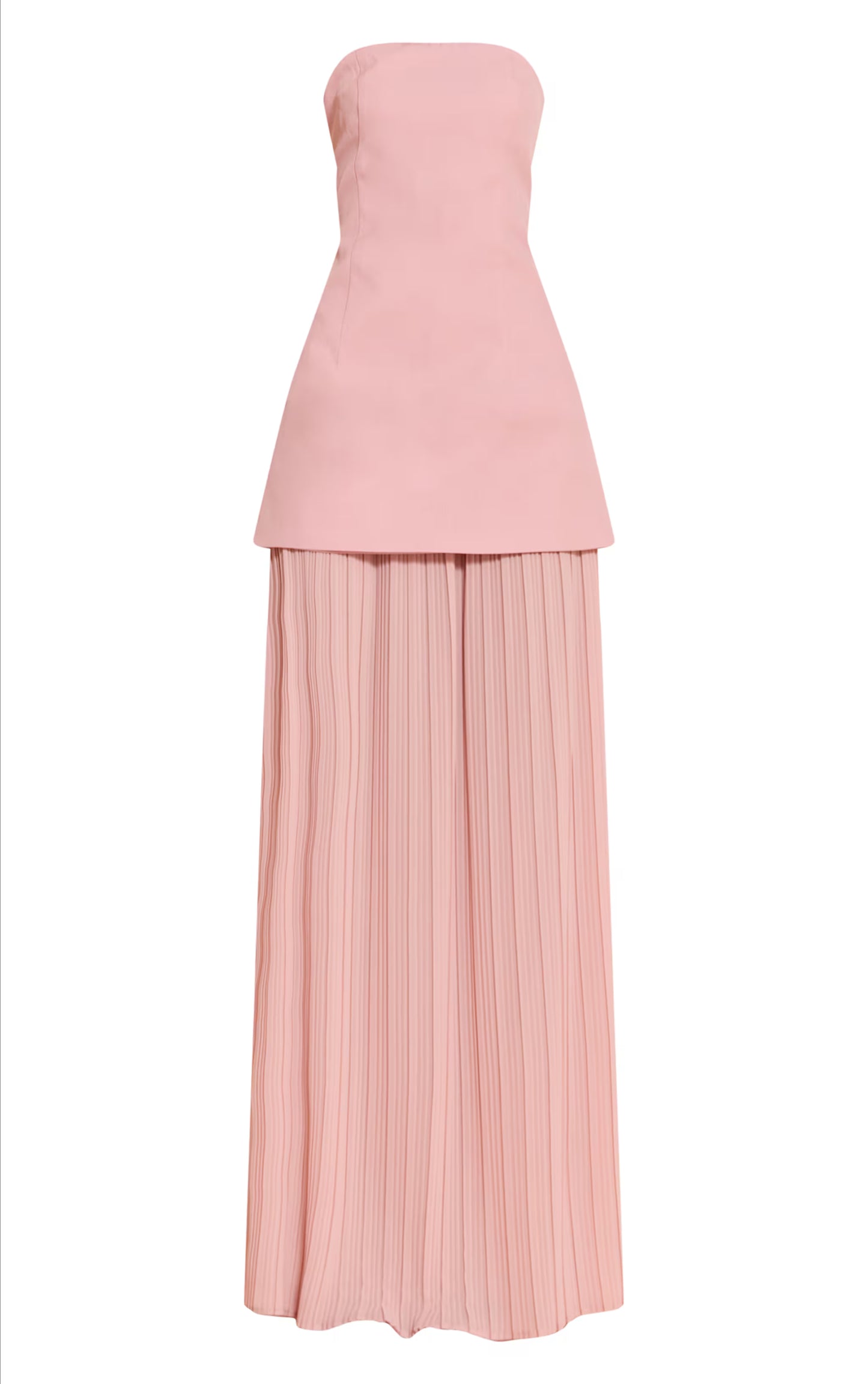 Blush Chiffon Pleated Skirt Panel Bandeau Maxi Dress