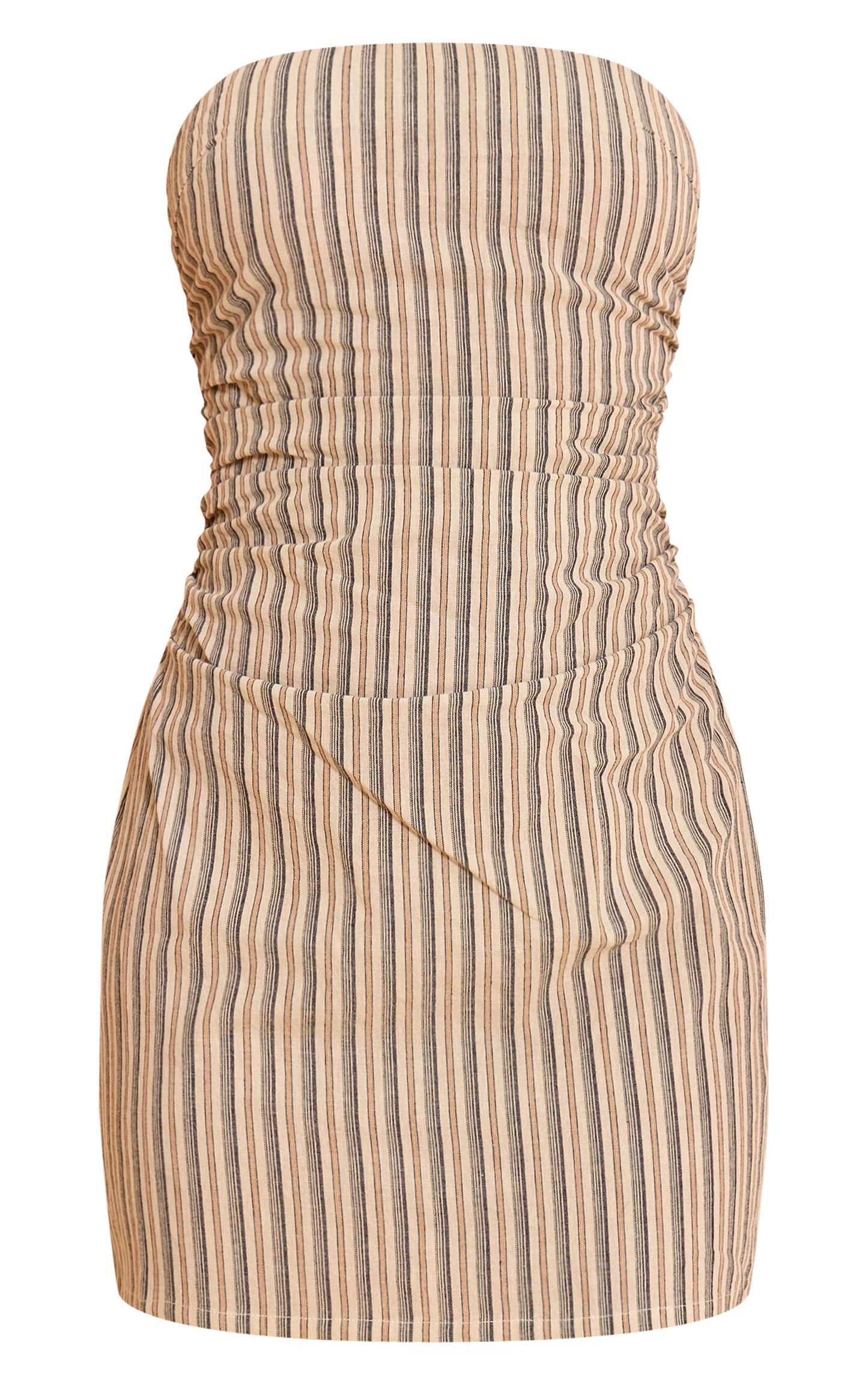 Stone Striped Bandeau Ruched Mini Shift Dress