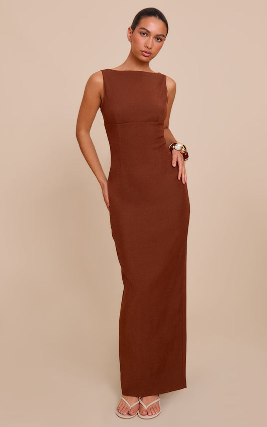 Chocolate Scoop Back Maxi Dress