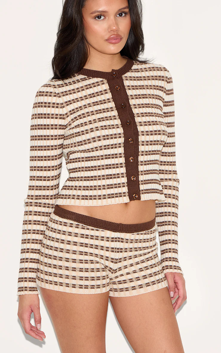 Chocolate Stripe Knitted Shorts