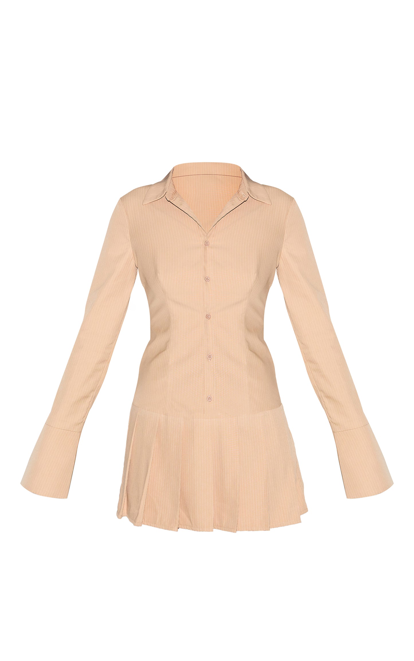 Tall Almond Stripe Shirt Pleated Mini Dress