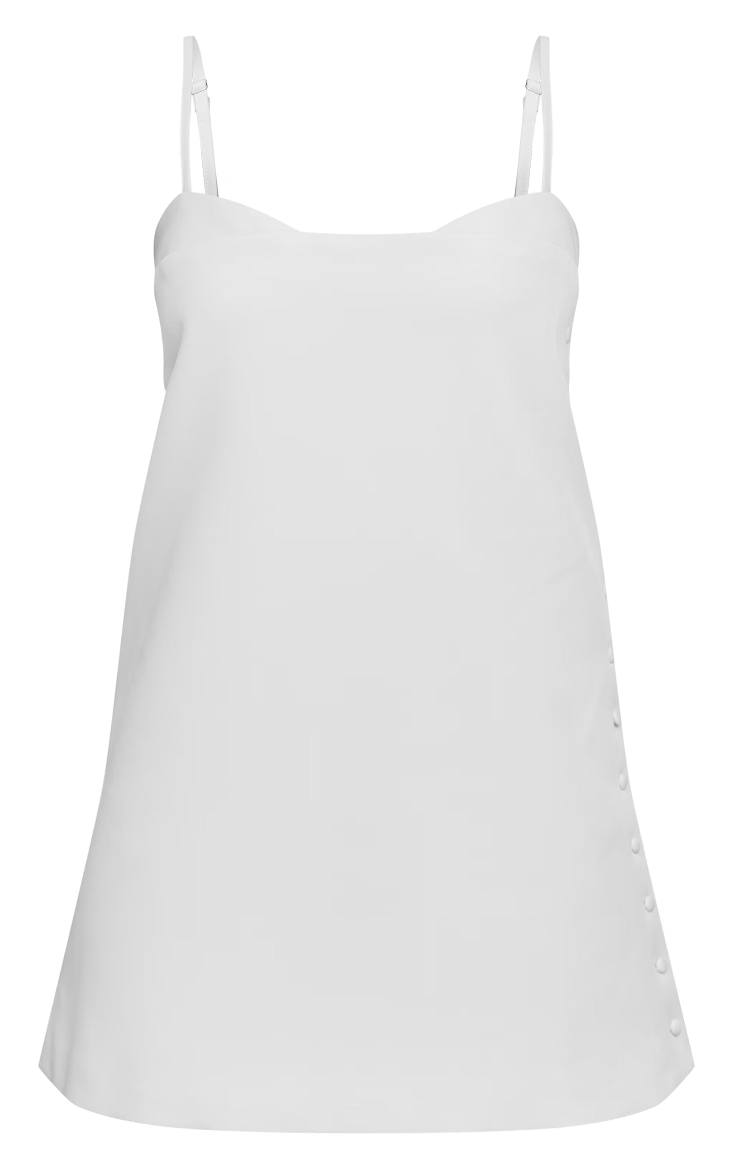 Natural Woven Side Button Detail Mini A-line Dress