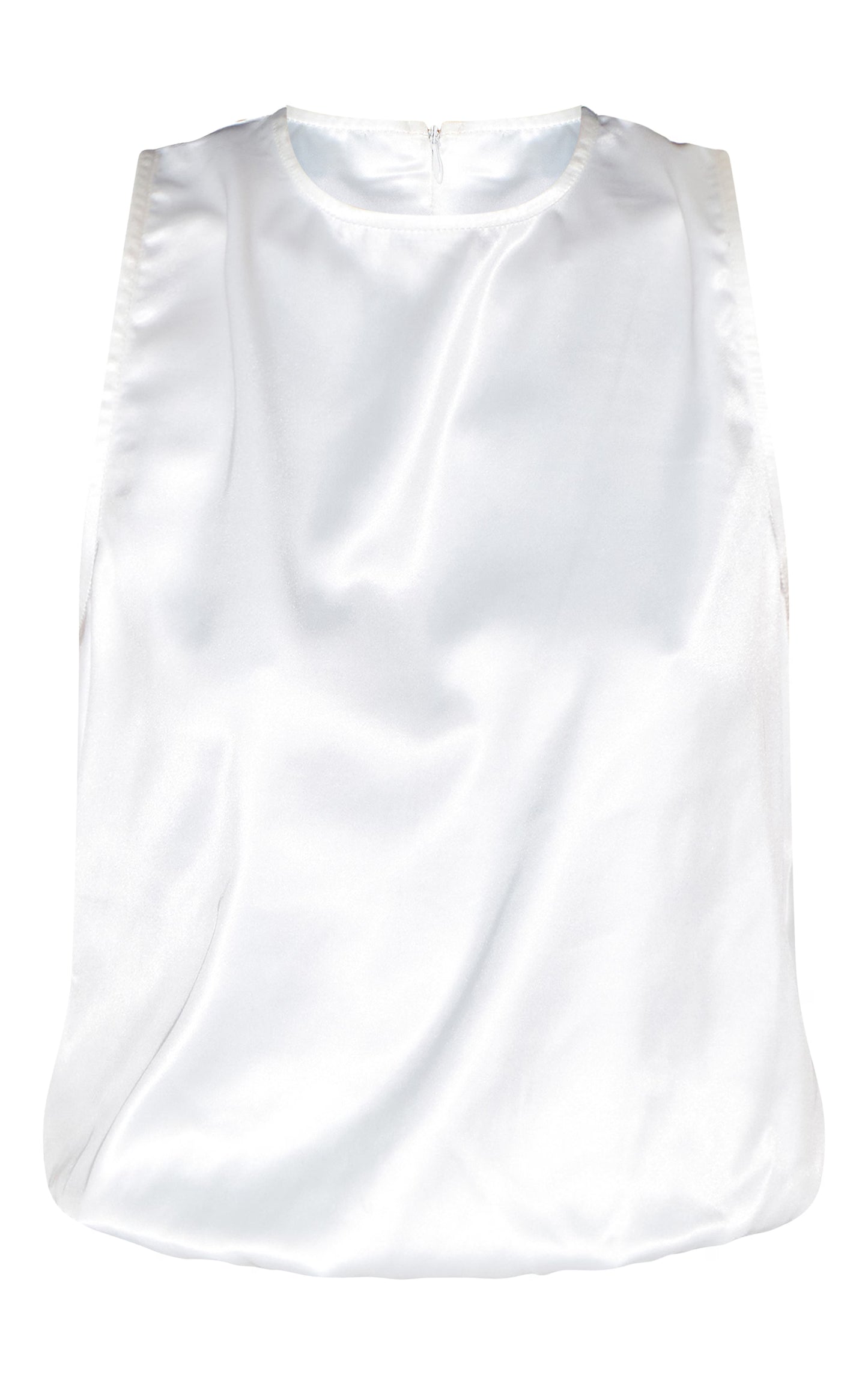 White Satin Bubble Hem Top