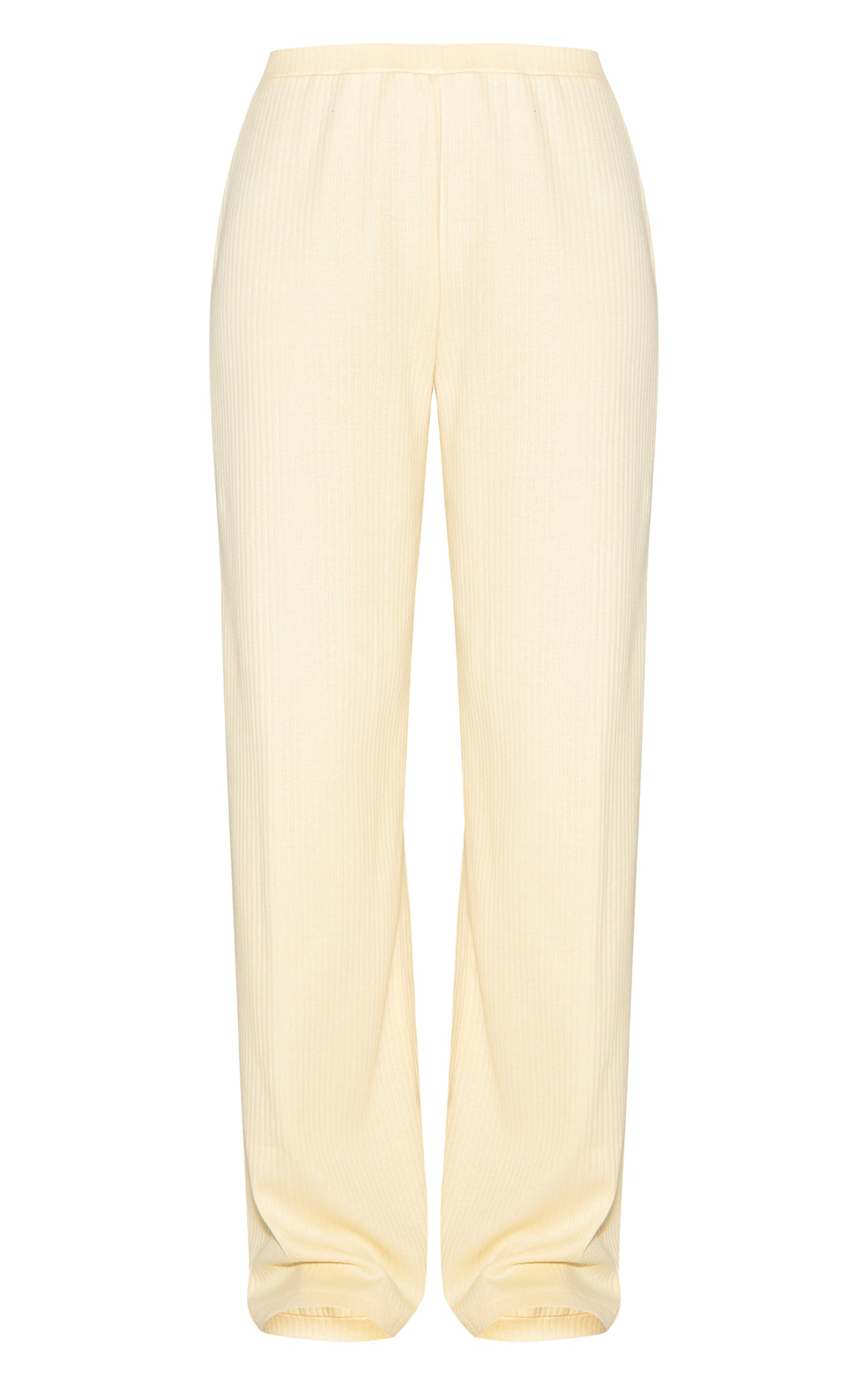 Almond Mid Rise Ribbed Wide Leg Pant