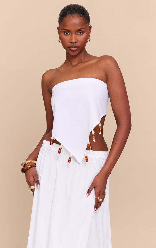 White Beaded Pointed Bandeau