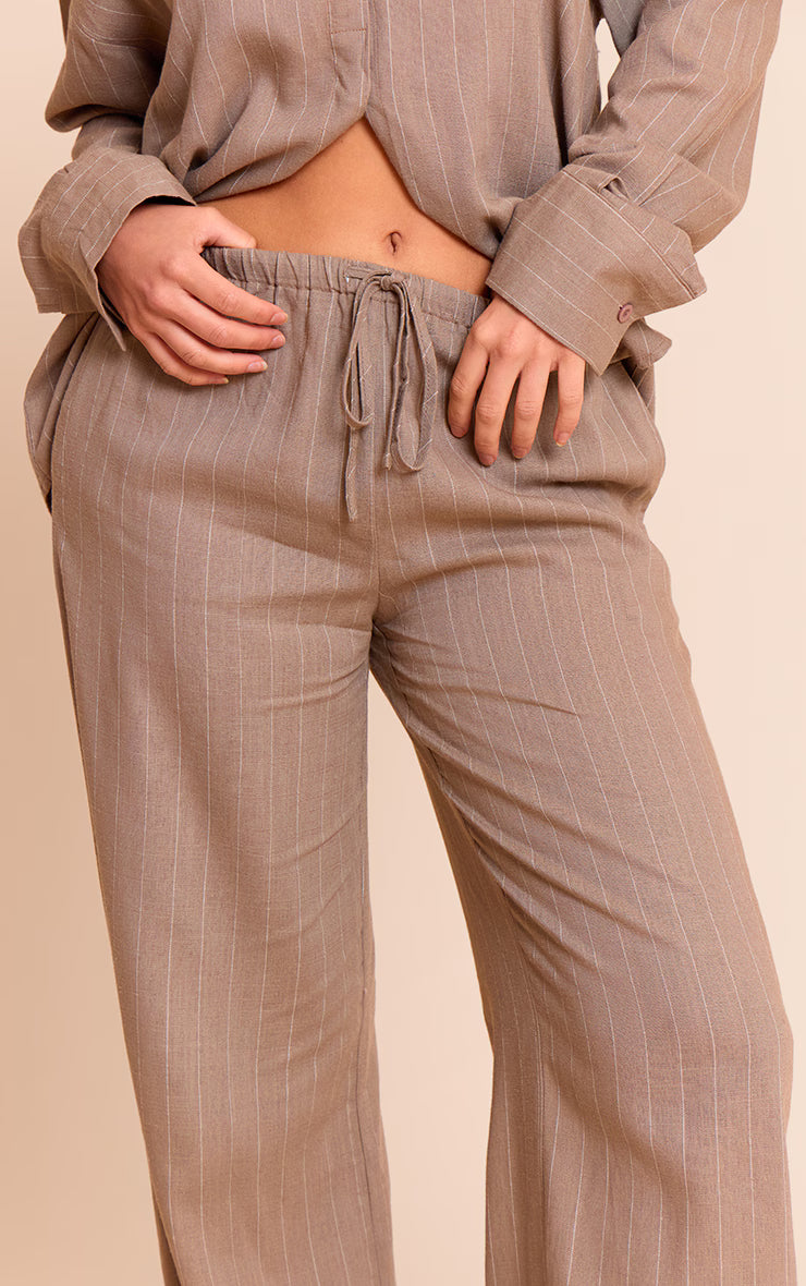 Taupe Pinstripe Casual Pant