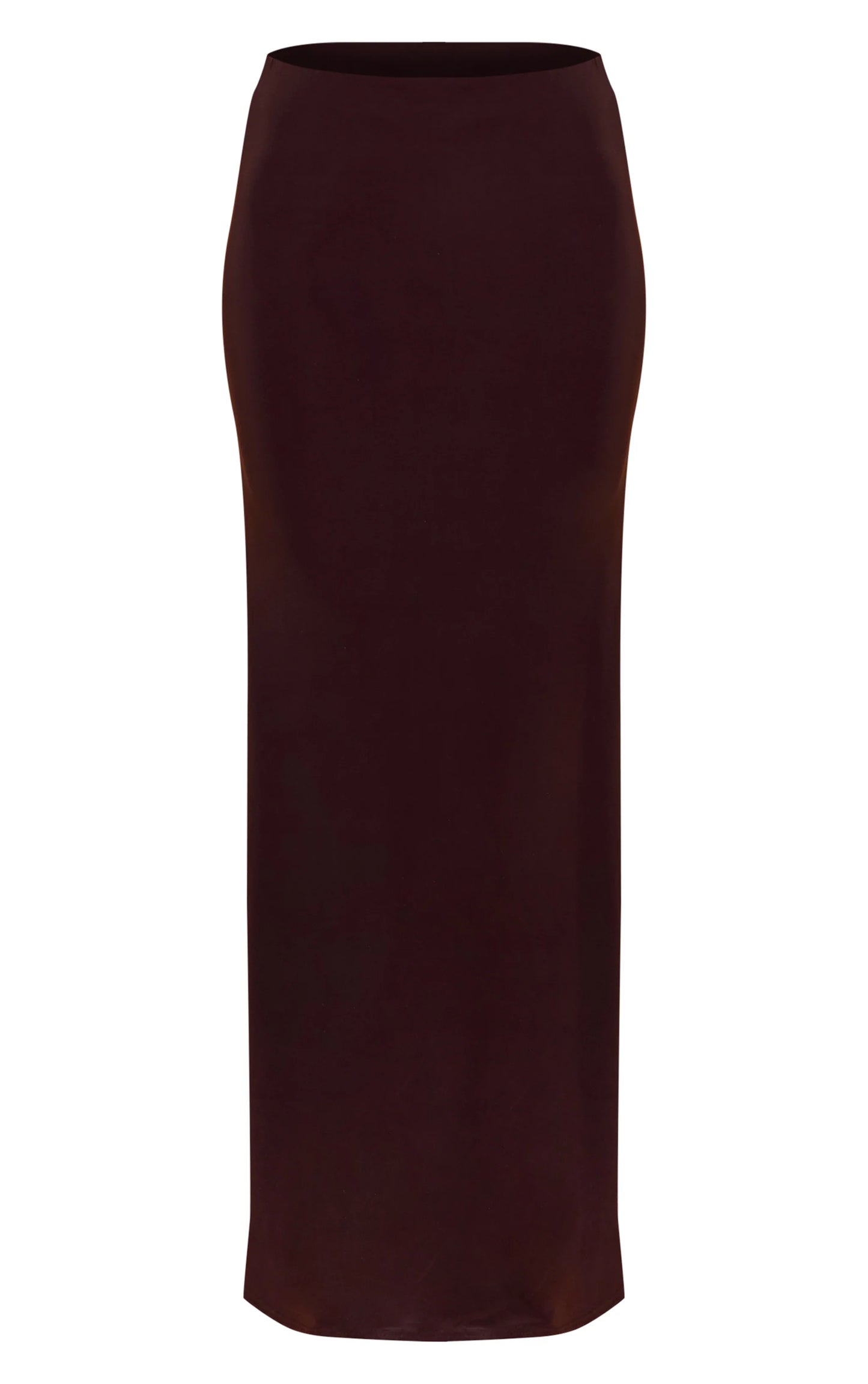 Chocolate Brown Slinky Mid Rise Maxi Skirt
