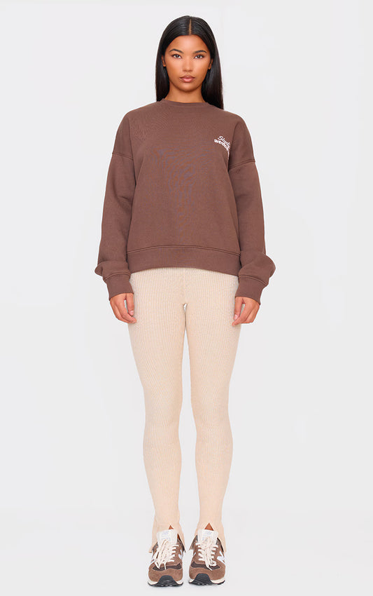 Oatmeal Knitted Split Hem Flare Pants
