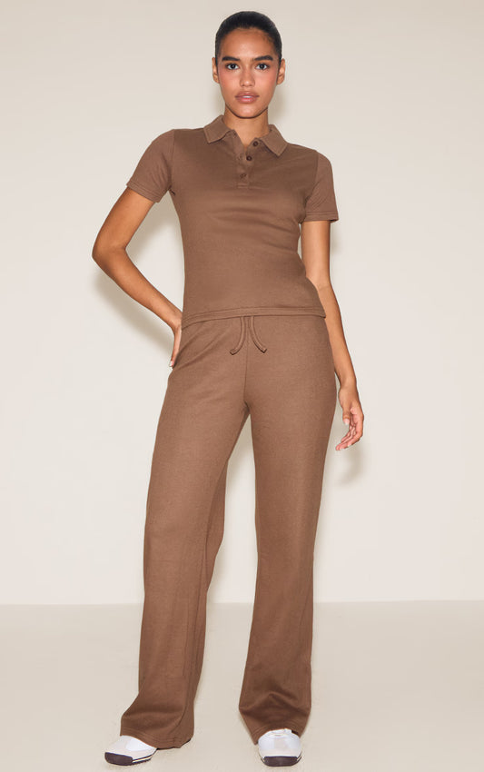 Mocha Low Rise Super Soft Skinny Flared Pants