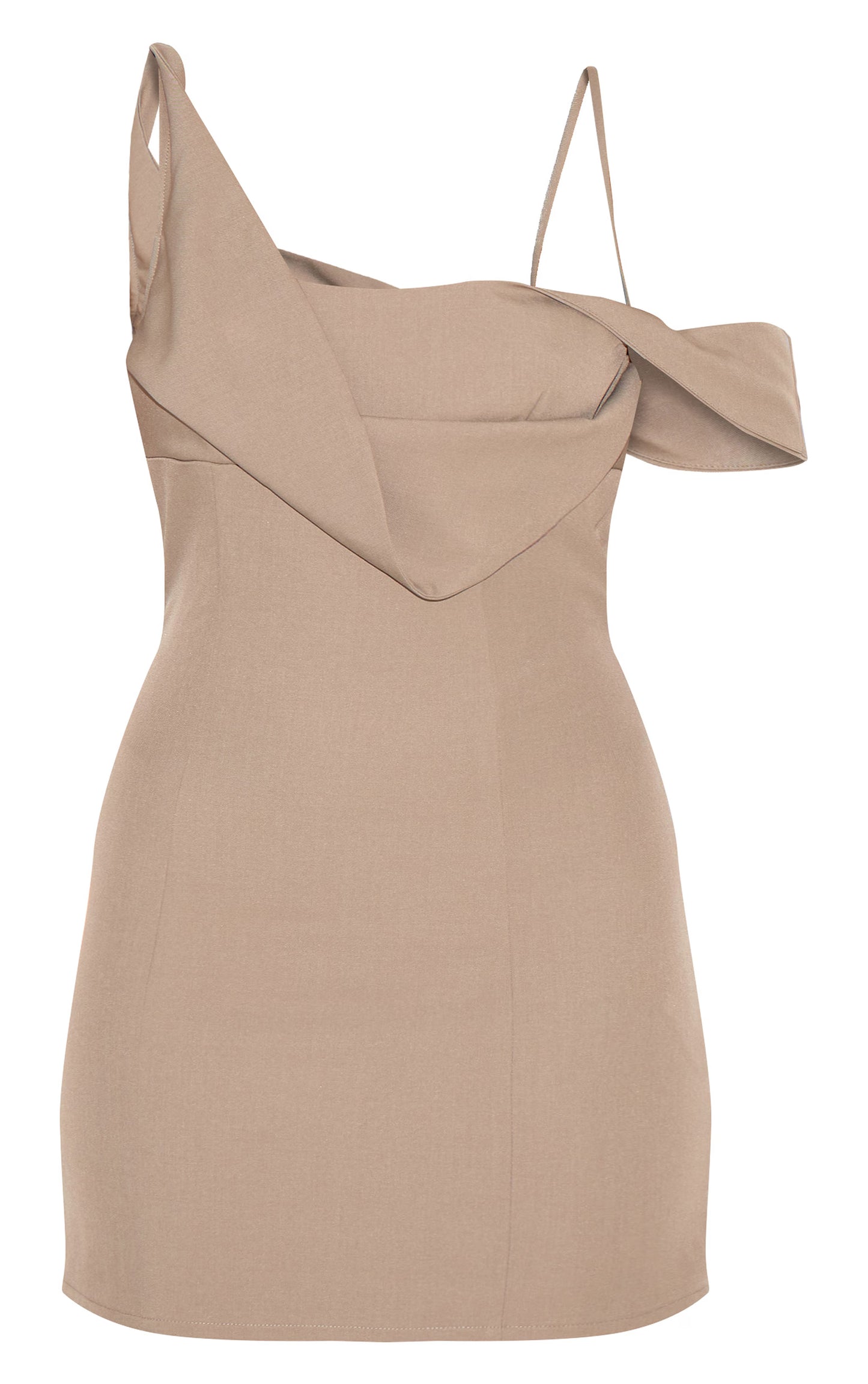 Taupe Woven Drape Mini Dress