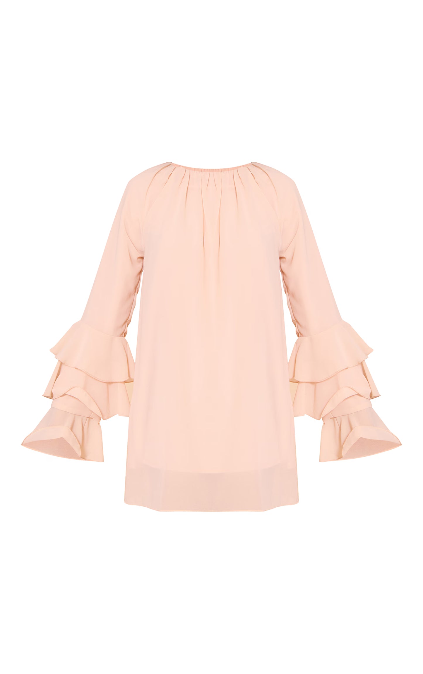 Blush Chiffon Frill Sleeve Detail Shift Dress