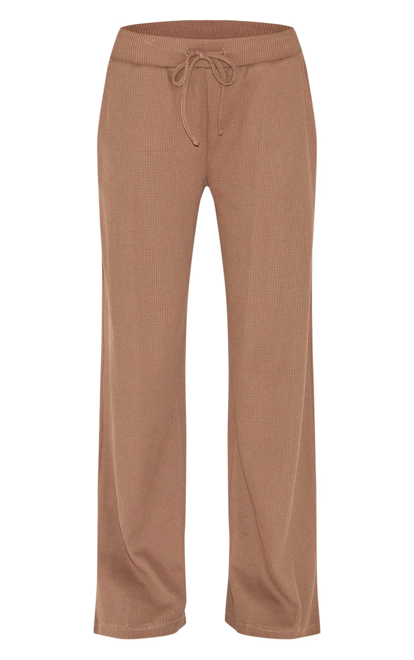 Brown Waffle Wide Leg Pants