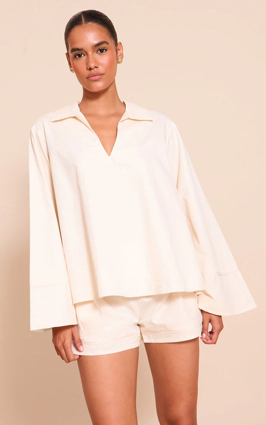 Cream Cotton Woven Pleate Detail Floaty Shorts