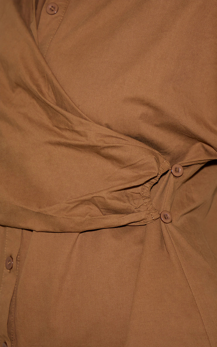 Chocolate Overlay Long Sleeve Shirt Dress