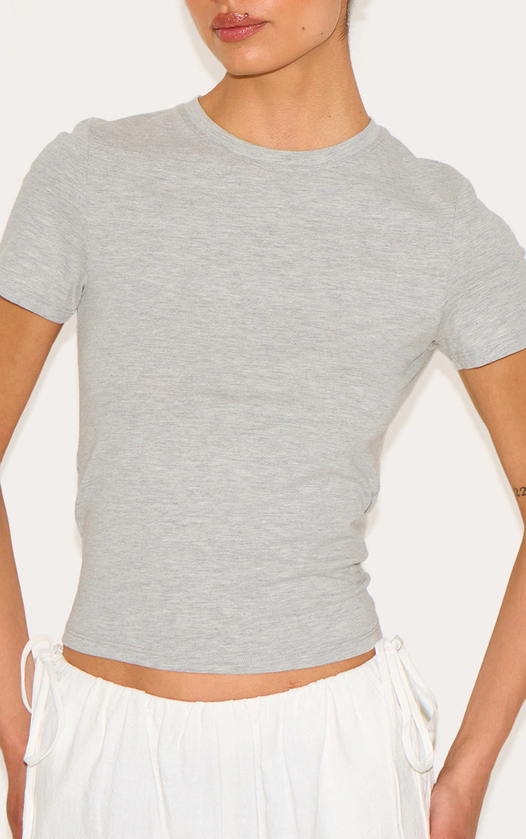 Tall Ash Grey Soft Cotton Crew Neck Short Sleeve Top