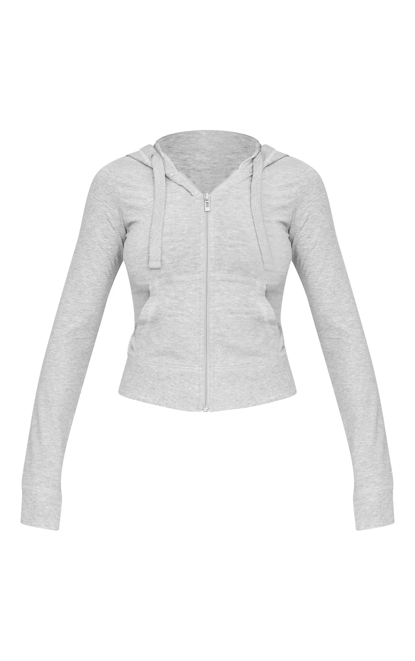 Grey Marl Zip Up Fitted Track Top