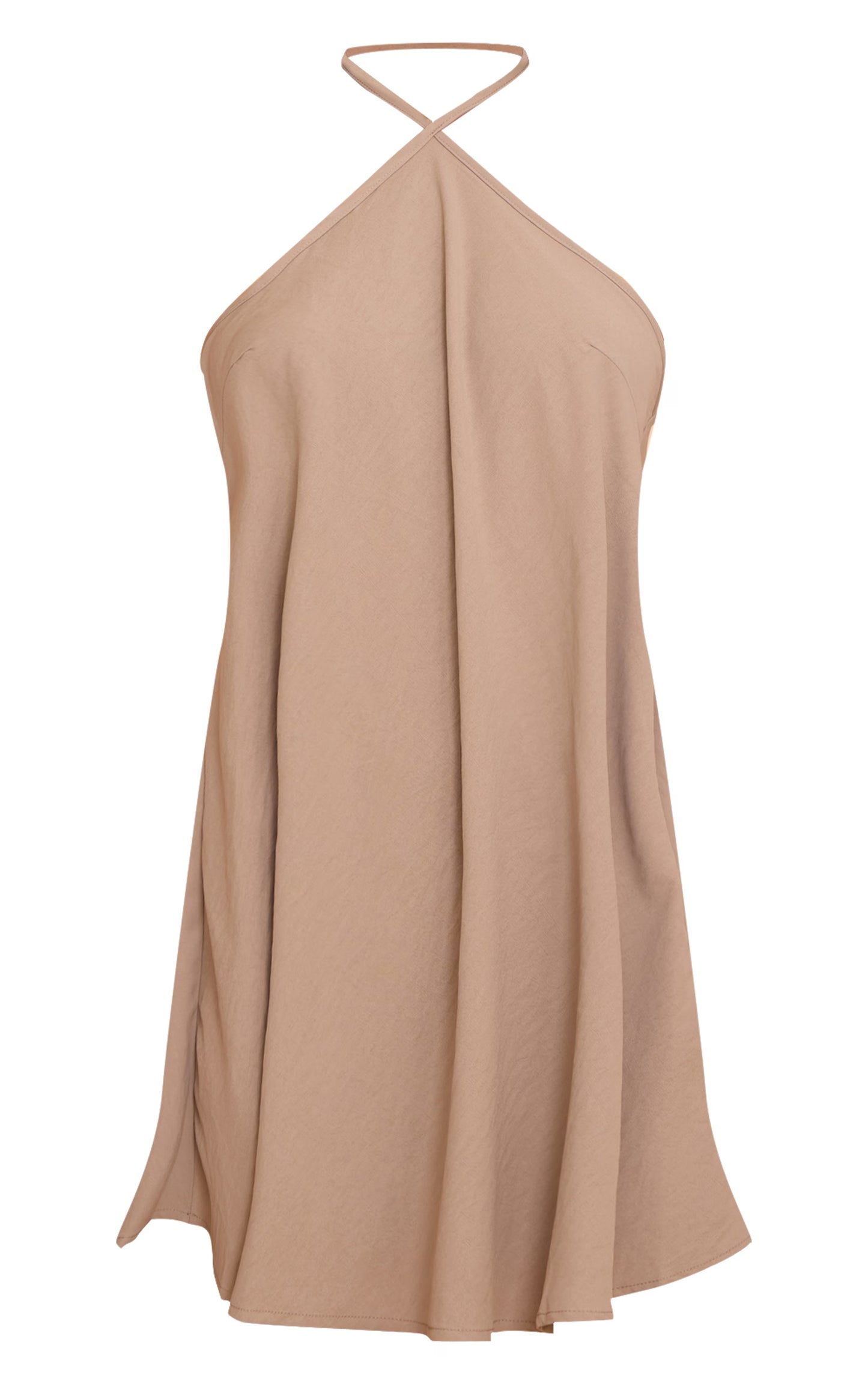 Mushroom Floaty Woven Halter Neck Mini Dress