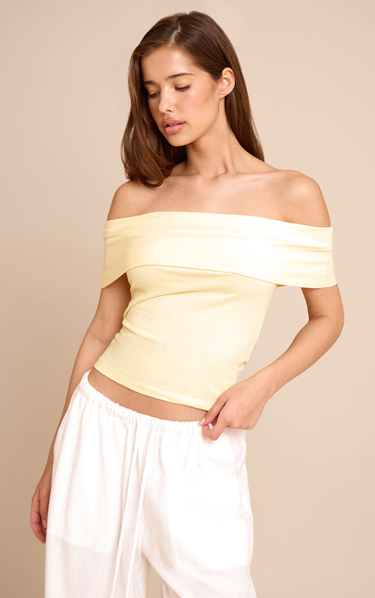 Butter Cream Soft Cotton Bardot Top